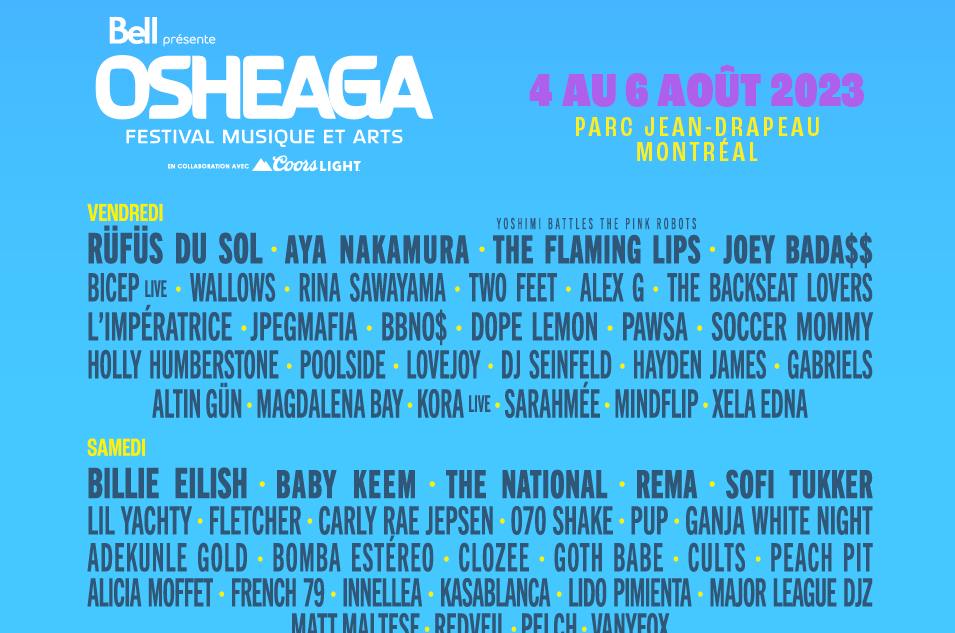 Osheaga la programmation complète dévoilée! LA CLIQC
